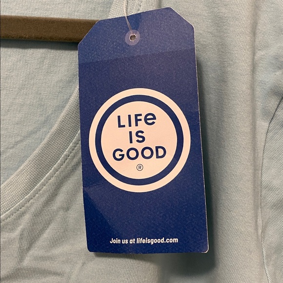 Life Is Good Sky Aqua Crusher V-Neck Long Sleeve Shirt Size XXL - Picture 4 of 5
